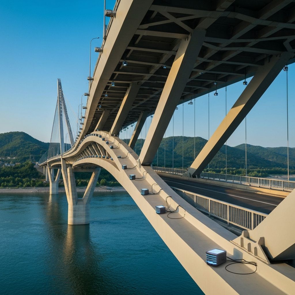 Bridge with structural monitoring sensors