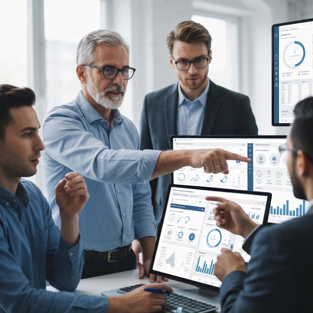 Enterprise operations team collaborating with unified dashboard
